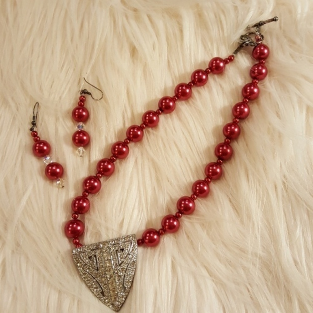 FUSCHIA PINK SHOECLIP‎ NECKLACE/EARRINGS